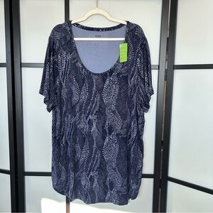 [3X] NWT Penningtons Casual Navy and White Patterned Viscose Short Sleeve Top